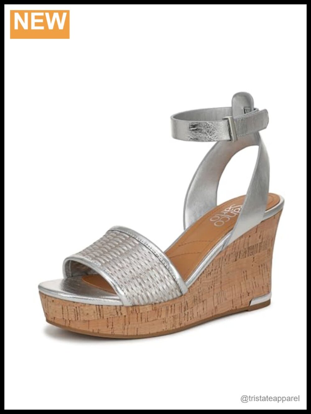 Woven Fabric Ankle Strap WedgeSandals Hook & Loop Closure Cork Platform